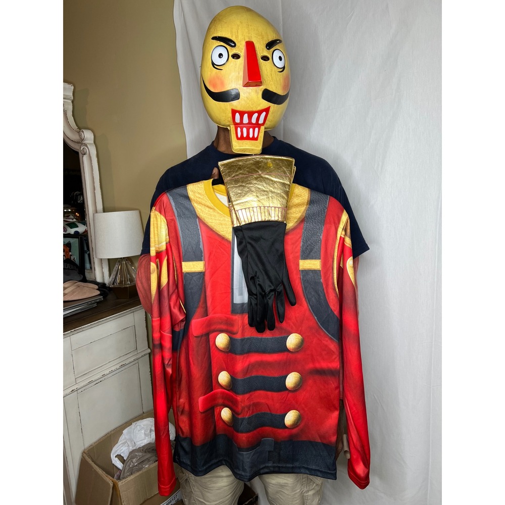 Spirit Halloween Fortnite Crackshot Nutcracker Costume Set Mask Gloves Mens M - Picture 2 of 11
